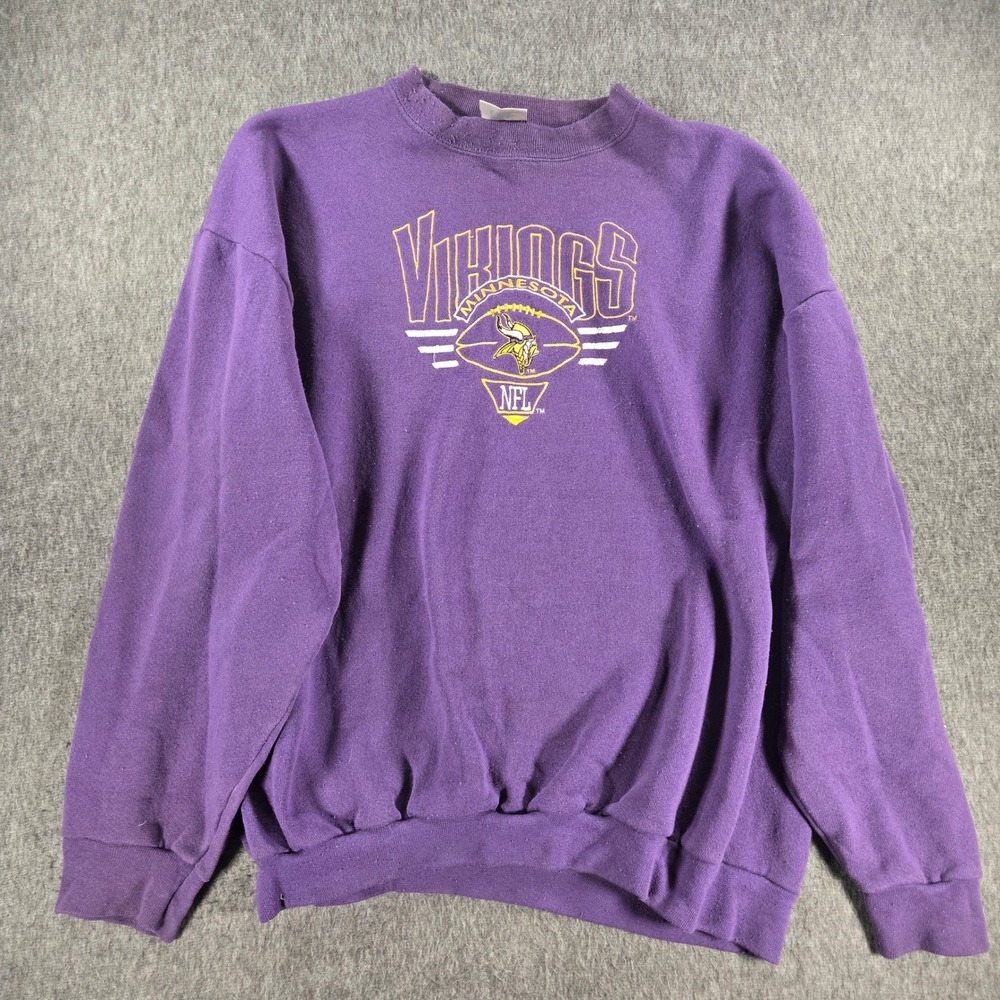 Vintage Minnesota Vikings Logo 7 NFL Sweatshirt Mens XL Purple Heavy Weight USA
